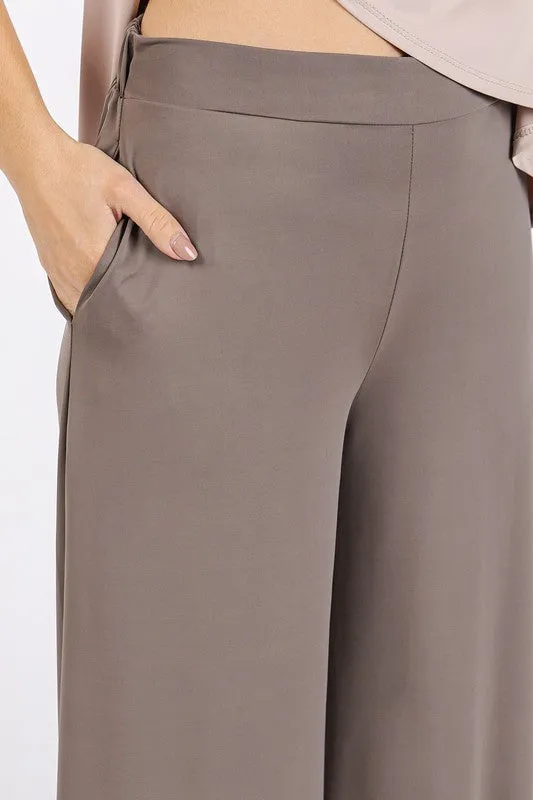 Yoga Air Stretch Elastic Waist Wide Leg Pants