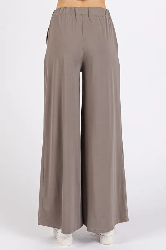 Yoga Air Stretch Elastic Waist Wide Leg Pants