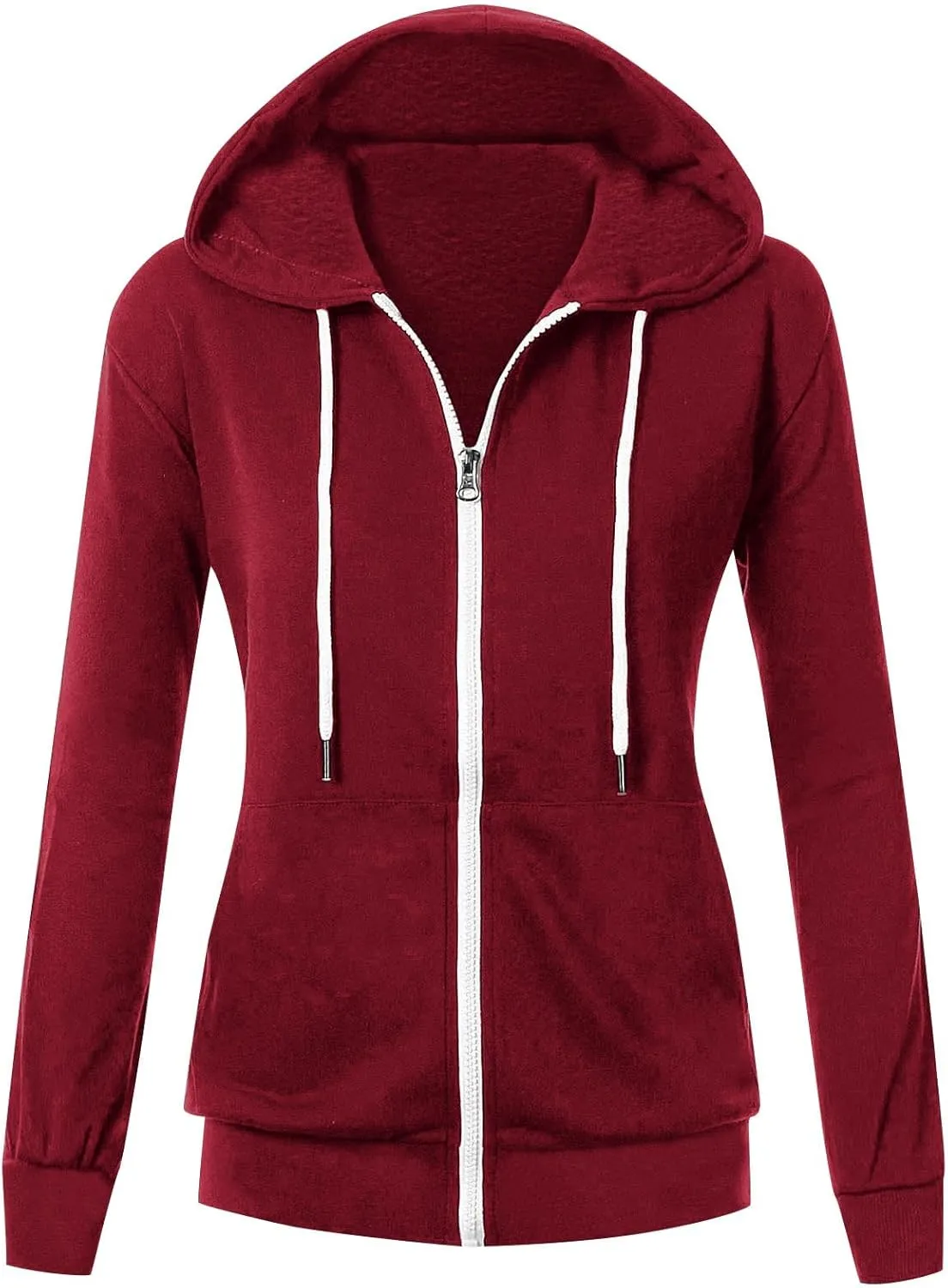 Zip Up Hoodie Womens Long Sleeve Drawstring Hooded Sweatshirt Casual Fleece Jacket 2024 Fall Outfits with Pockets