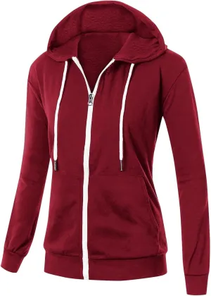 Zip Up Hoodie Womens Long Sleeve Drawstring Hooded Sweatshirt Casual Fleece Jacket 2024 Fall Outfits with Pockets