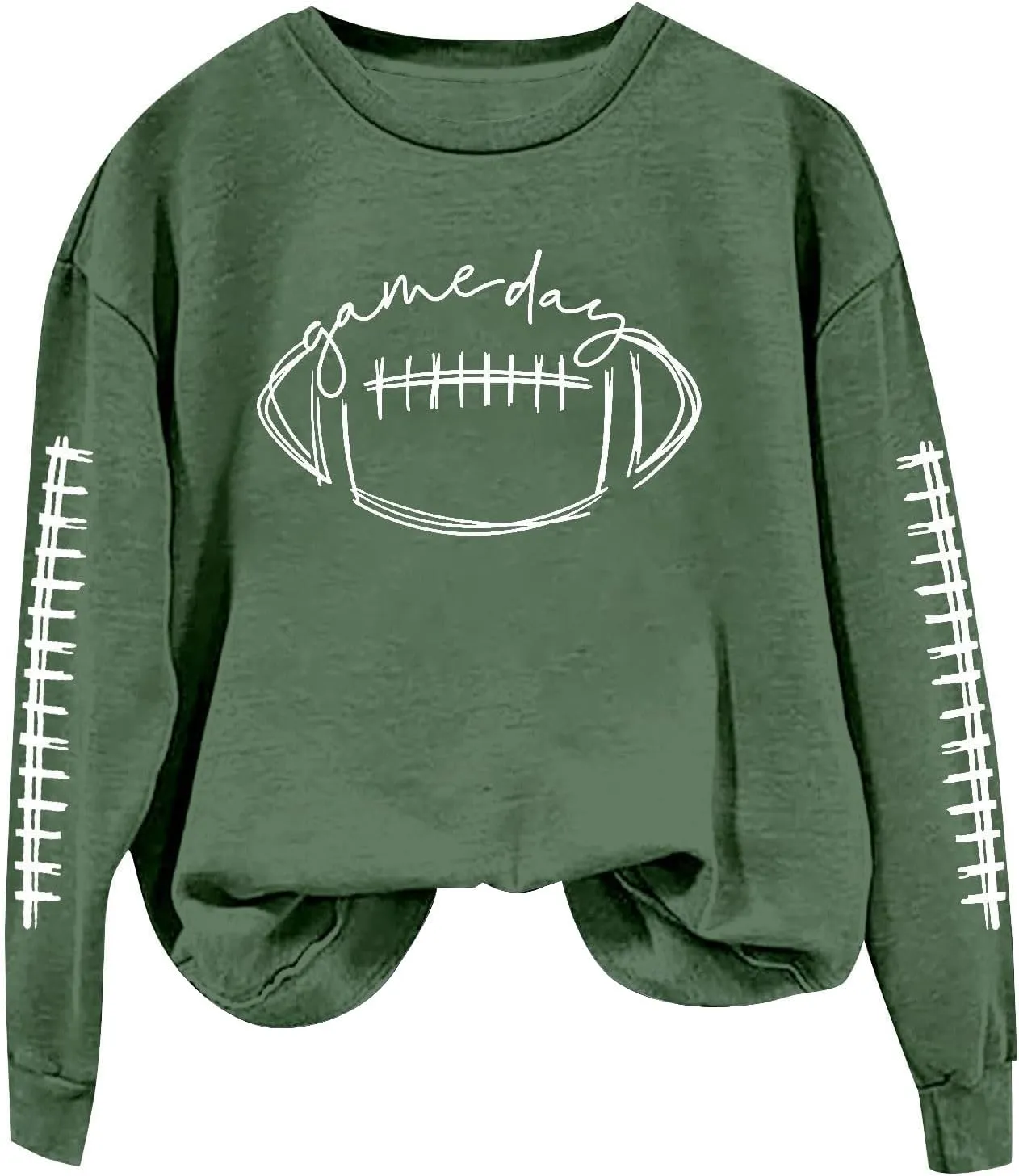 ZWRXW Game Day Sweatshirt for Women Casual Football Graphic Hoodies Oversized Long Sleeve Crewneck Pullover Trendy Fall Tops